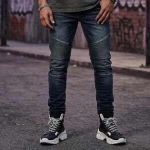 Bullhead Denim Co Stacked Skinny Moto Biker Jeans Men’s Size 34 y2k streetwear